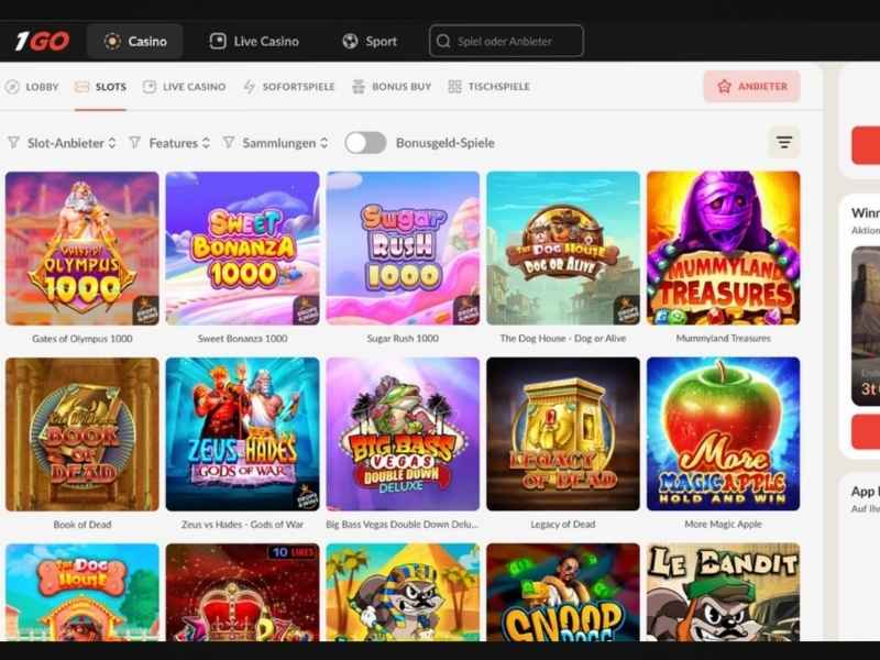 Spielkatalog im 1Go Casino