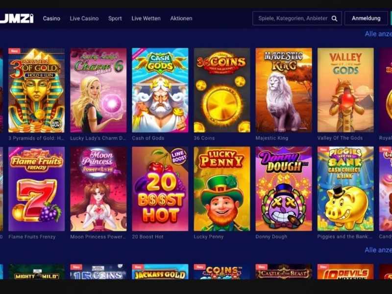 Spielkatalog im Frumzi Casino