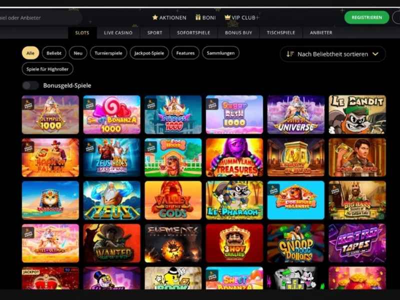 Spielkatalog im Lex Casino