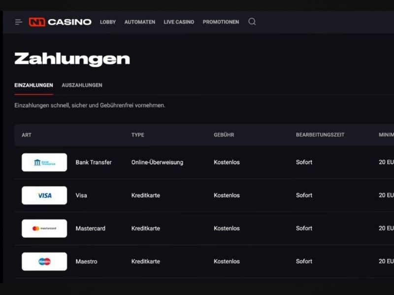 Zahlungsoptionen im N1