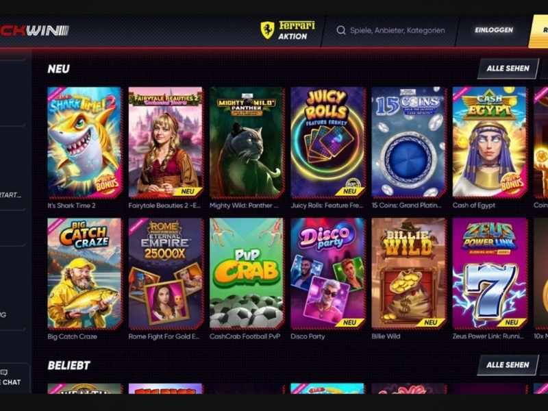 Spielkatalog im QuickWin Casino