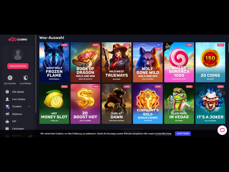 Spielekatalog bei Woo Casino